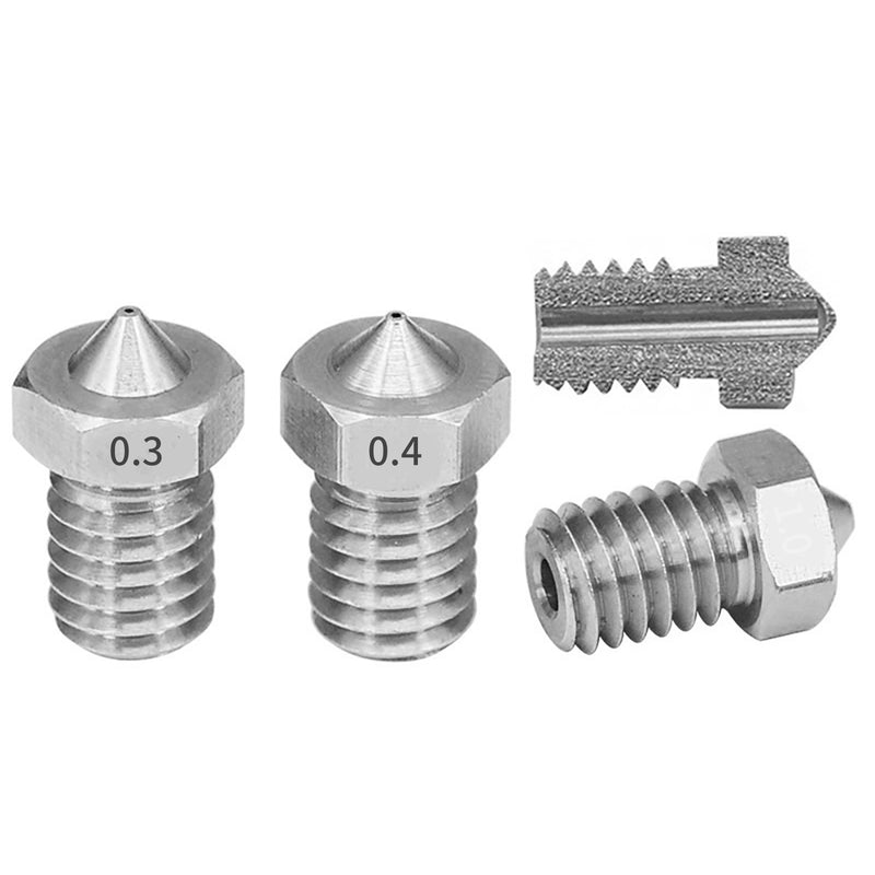 5PCS E3D Stainless Steel M6 Thread Nozzle + 2PCS Wrench - 3D Printer Accessories Shop