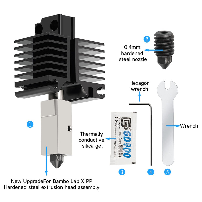 Upgrade Hotend Kit for Bambu Lab X1/P1P 3D Printer High temperature resistance 500℃ - 3D Printer Accessories Shop