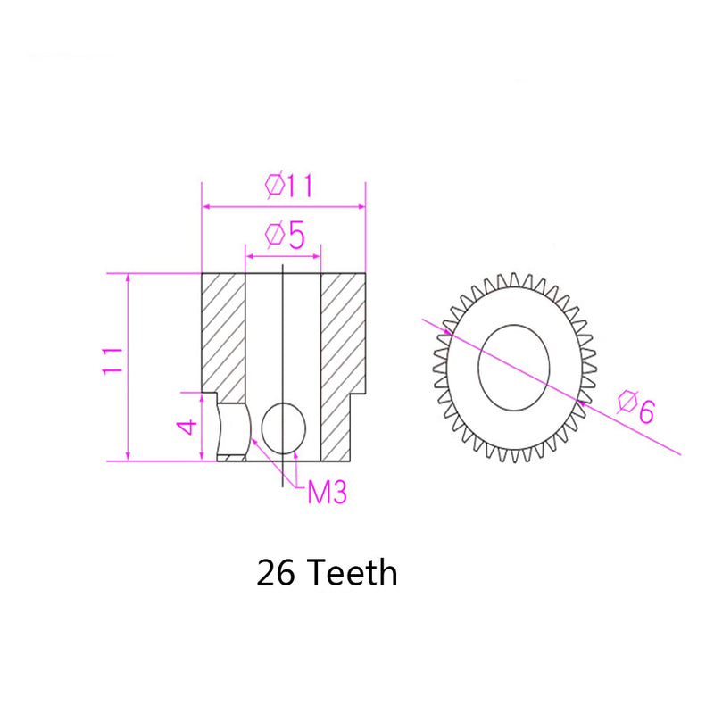 Brass Extruder Wheel MK8 26/40 Teeth Drive Gear - 3D Printer Accessories Shop