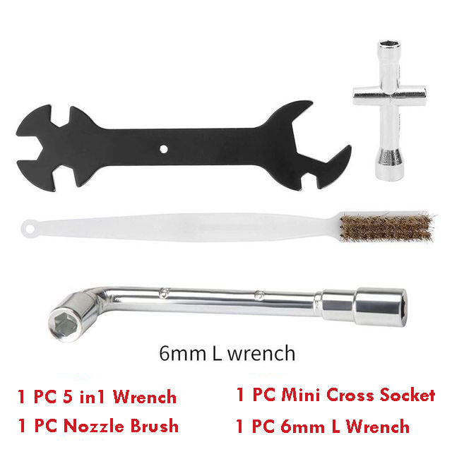 Cross Wrench + Nozzle Spanner Socket / Cleaning Copper Brush Tool Kit - 3D Printer Accessories Shop
