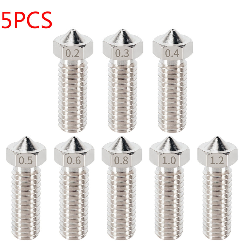 5PCS Stainless Steel E3D M6 Thread Nozzle - 3D Printer Accessories Shop