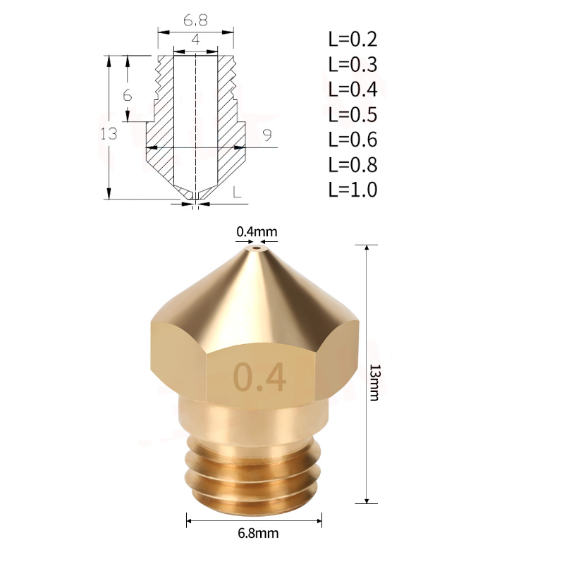 MK10 M7 Thread Brass Nozzle - 3D Printer Accessories Shop