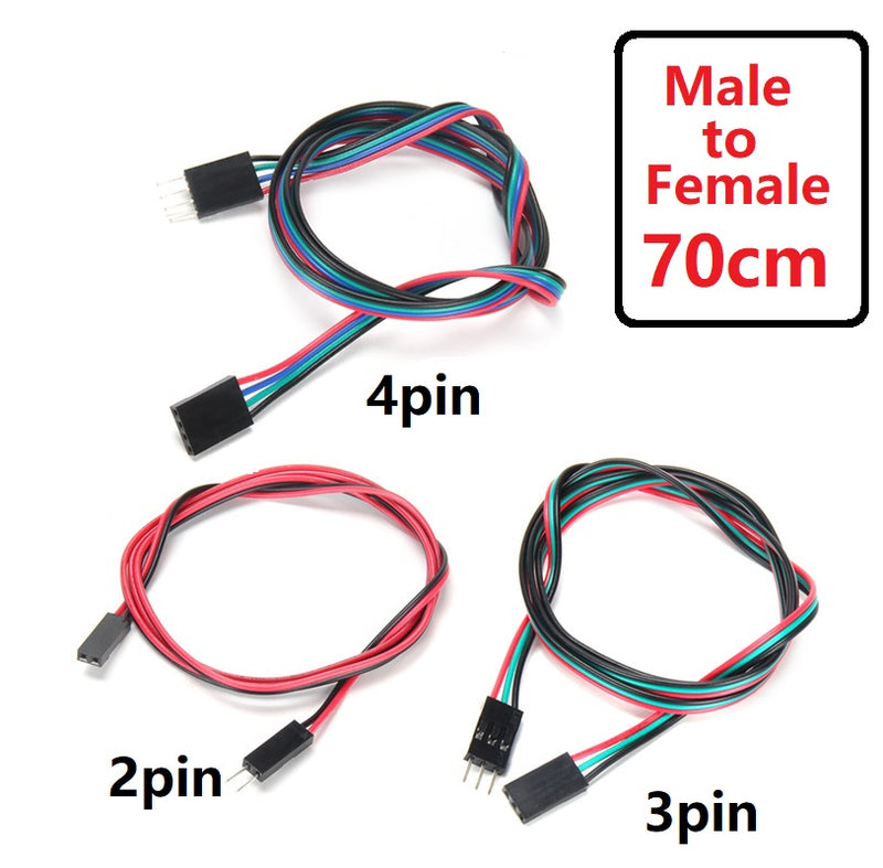 2Pin 3Pin 4Pin 70cm Dupont Cable Female to Female / Male to Female Jumper Cable Wire - 3D Printer Accessories Shop