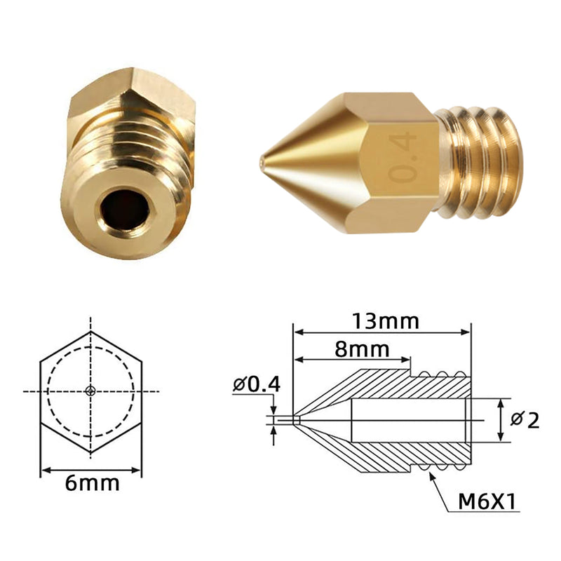 26PCS MK8 Brass Nozzle + Hardened Steel Nozzle + Wrench Kit - 3D Printer Accessories Shop