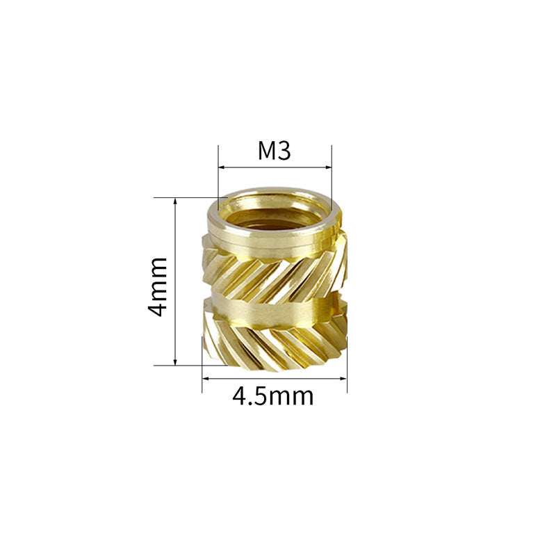 M3 M4 M5 Brass Nut Embedment Nut Knurled Nuts Threaded Heat Set Insert Nuts